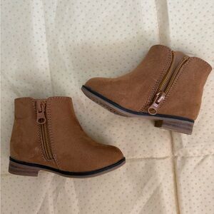 Toddler Brown Suede-Look Side-Zip Ankle Boots